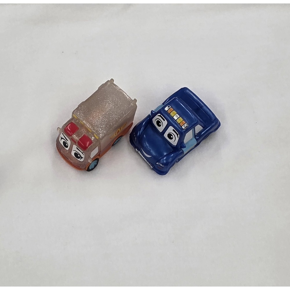 Lot of 2 Disney Junior Firebuds Toy Cars - Piston Police Car & Orange Vehicle